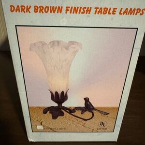 Dark Brown Finish Table Lamp with Bird Design